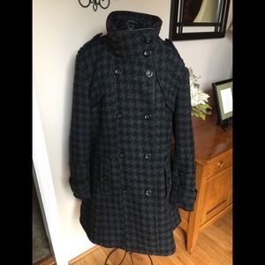 Black and grey wool coat